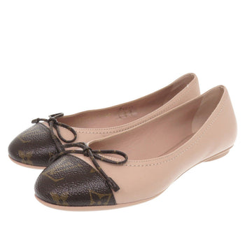 Louis Vuitton Pumps Leather, Monogram Canvas Pink Popiline Ballerina 34 1/2