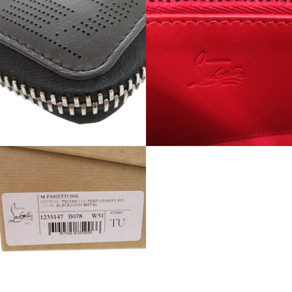 Christian Louboutin Long Wallet Purse 1235147 Leather Black Zip Around Panettone Wallet Women