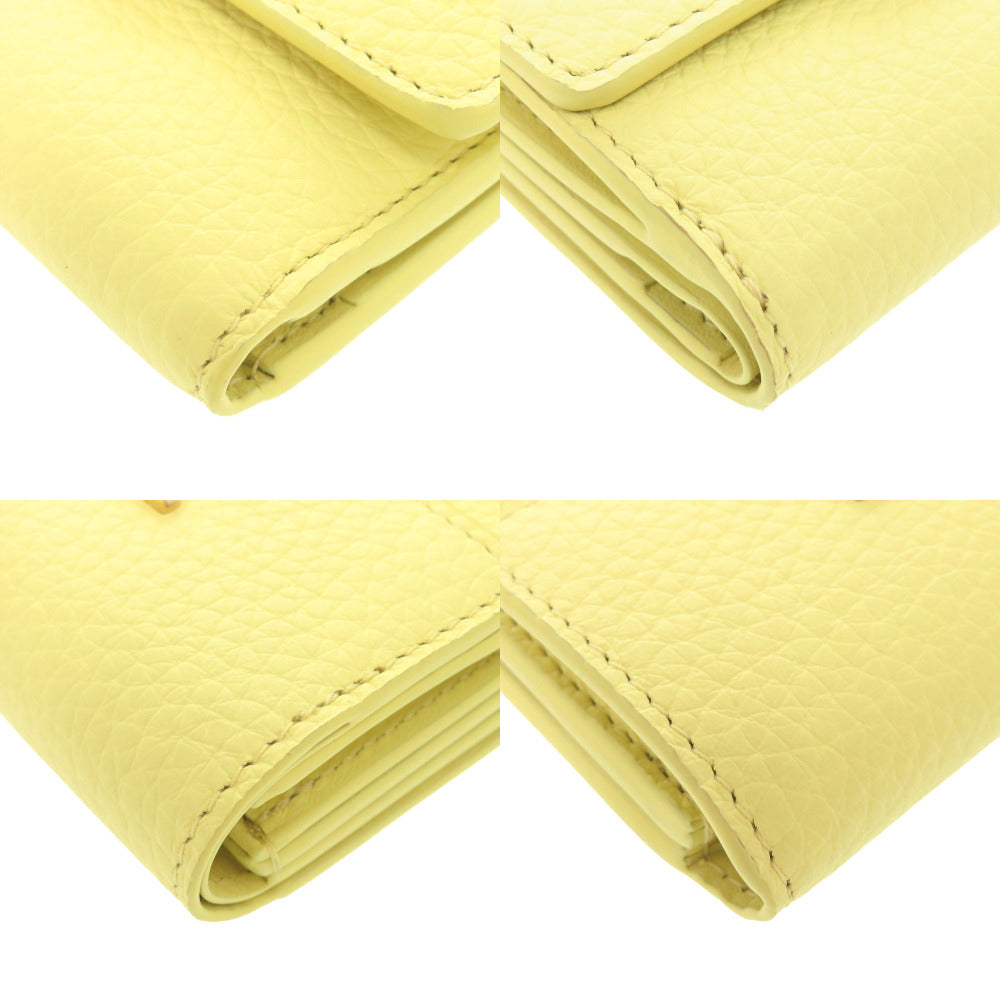 Louis Vuitton Tri-Fold Wallet M83610 Taurillon Clemence Leather Yellow Portefeuille Capsine Xs Women