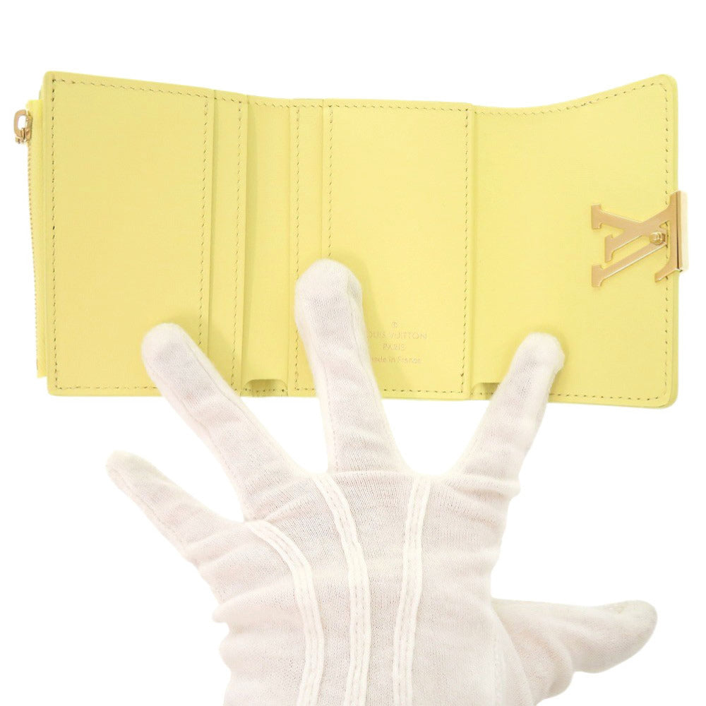 Louis Vuitton Tri-Fold Wallet M83610 Taurillon Clemence Leather Yellow Portefeuille Capsine Xs Women