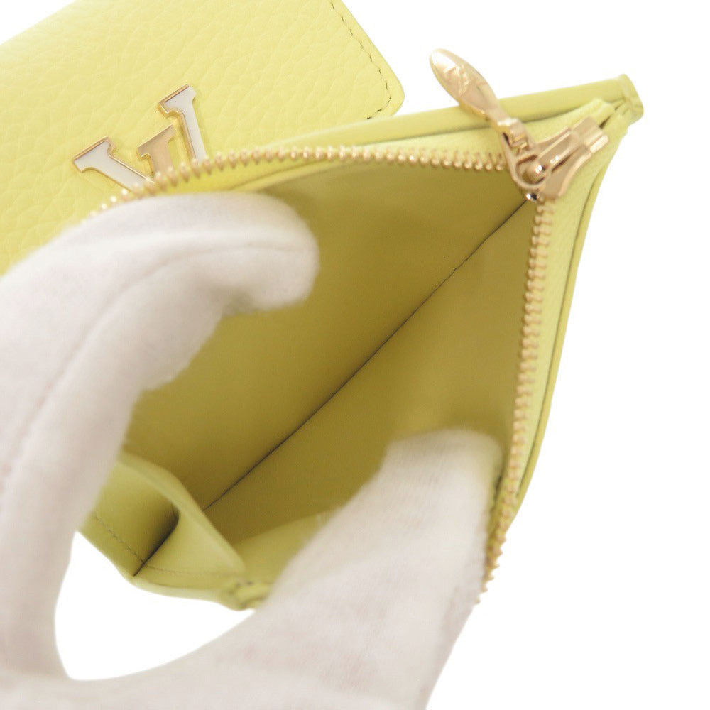 Louis Vuitton Tri-Fold Wallet M83610 Taurillon Clemence Leather Yellow Portefeuille Capsine Xs Women