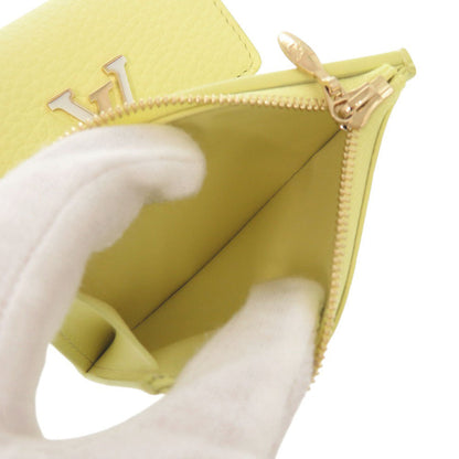 Louis Vuitton Tri-Fold Wallet M83610 Taurillon Clemence Leather Yellow Portefeuille Capsine Xs Women