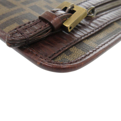 Fendi Shoulder Bag Pvc, Leather Brown Zucca Pattern Vintage Sacoche Women