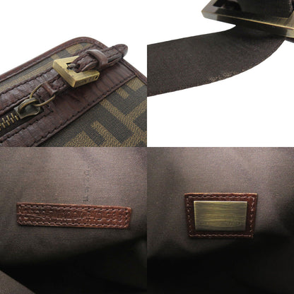 Fendi Shoulder Bag Pvc, Leather Brown Zucca Pattern Vintage Sacoche Women