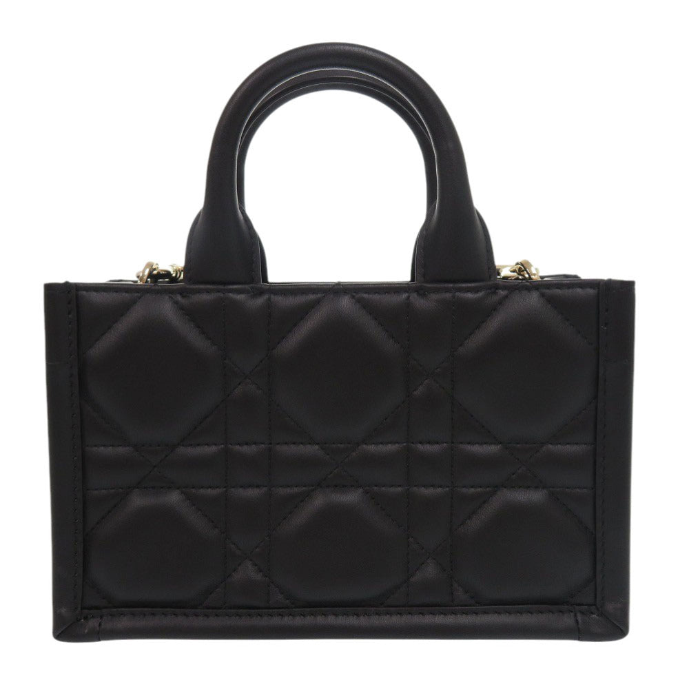 Christian Dior Handbag S5573Owhp Calfskin Black 2Way Mini Macrocannage Book Tote Women