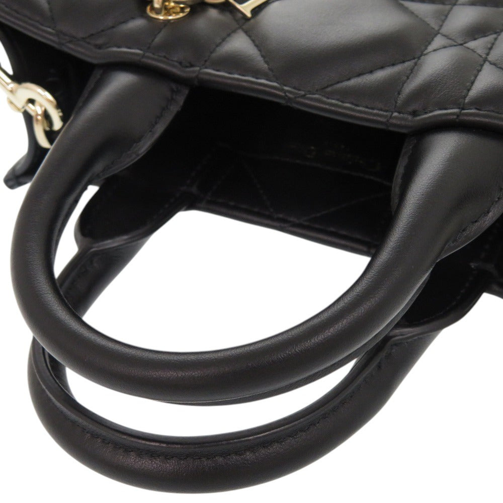 Christian Dior Handbag S5573Owhp Calfskin Black 2Way Mini Macrocannage Book Tote Women