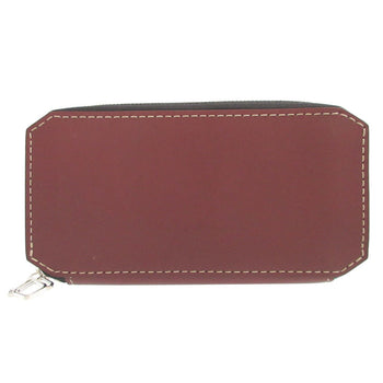 Moreau Paris Long Wallet Purse Leather Brown Zip Around Women