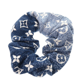 Louis Vuitton Hair Accessory M77439 Cotton Blue Monogram Scrunchie Denim