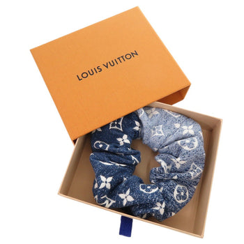 Louis Vuitton Hair Accessory M77439 Cotton Blue Monogram Scrunchie Denim