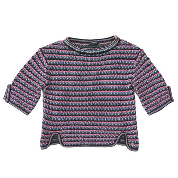 Chanel Knit P56636K07412 Cotton Pink Short Sleeve Knit Coco Mark Women 34