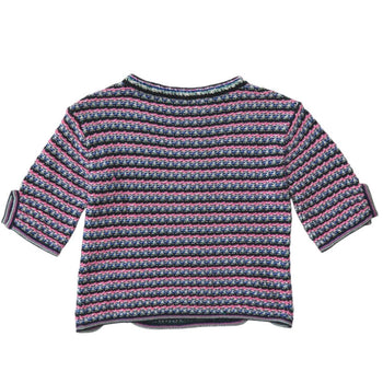 Chanel Knit P56636K07412 Cotton Pink Short Sleeve Knit Coco Mark Women 34
