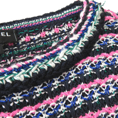 Chanel Knit P56636K07412 Cotton Pink Short Sleeve Knit Coco Mark Women 34