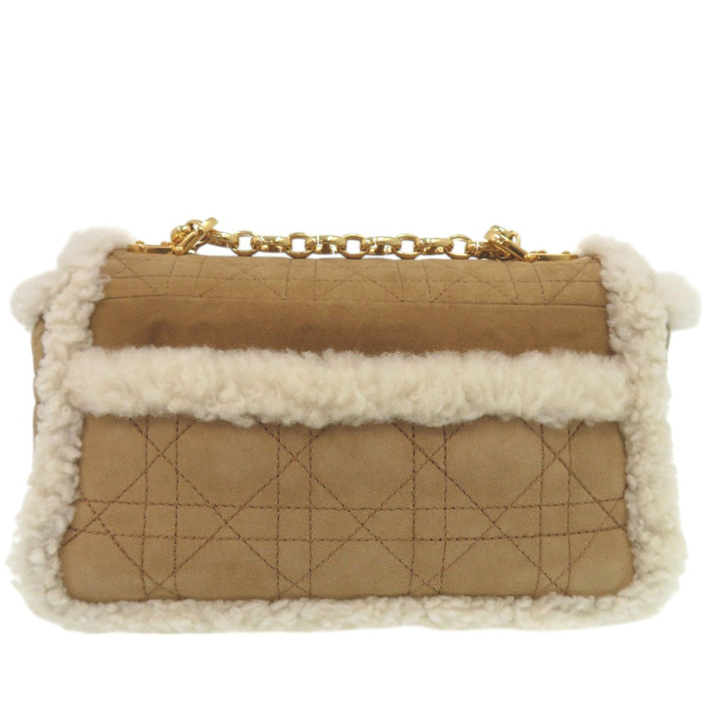 Christian Dior Shoulder Bag Sheepskin Camel Crossbody Chainshoulder Caro Women