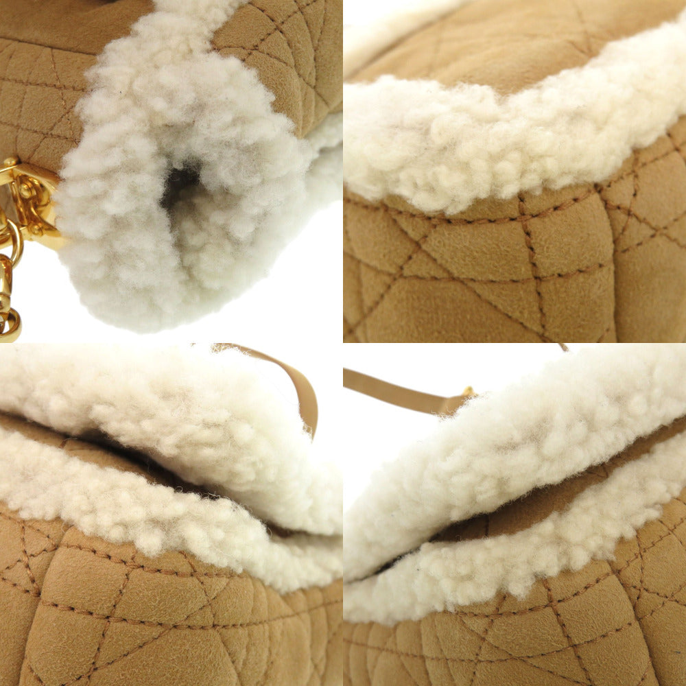 Christian Dior Shoulder Bag Sheepskin Camel Crossbody Chainshoulder Caro Women