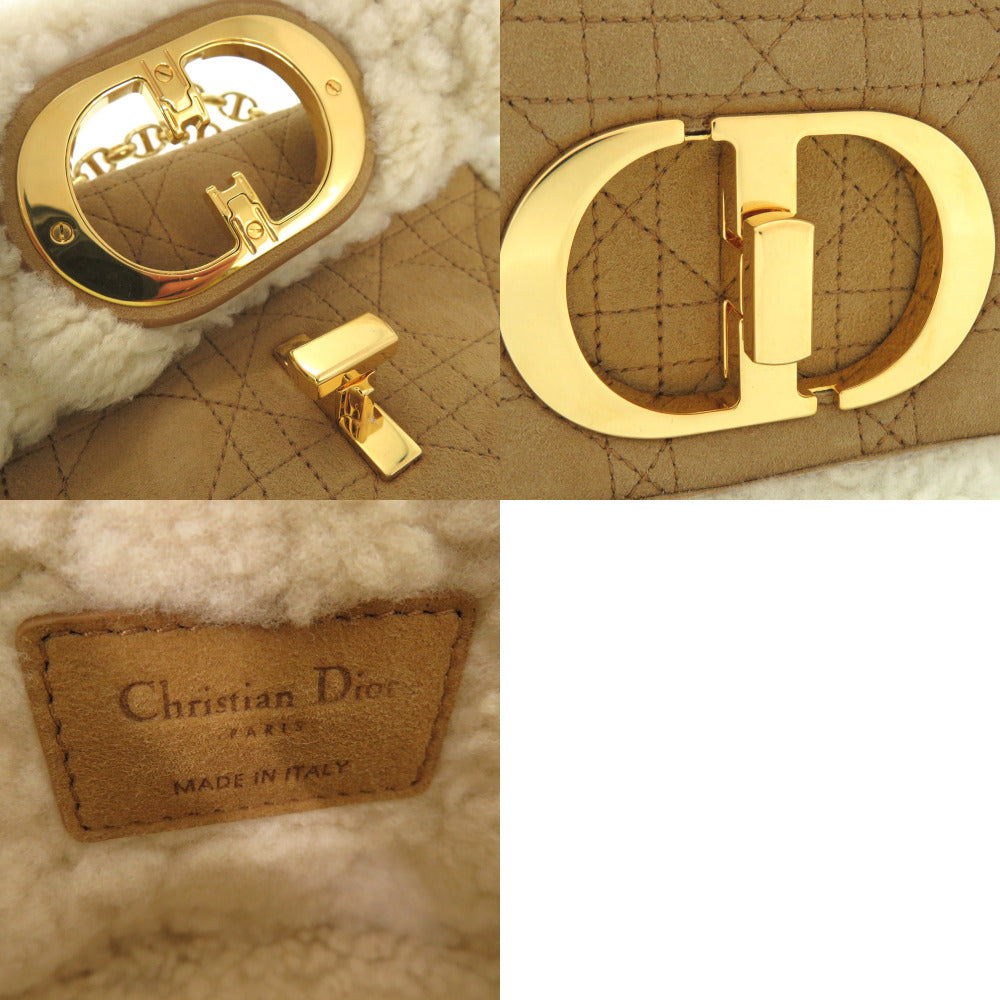 Christian Dior Shoulder Bag Sheepskin Camel Crossbody Chainshoulder Caro Women