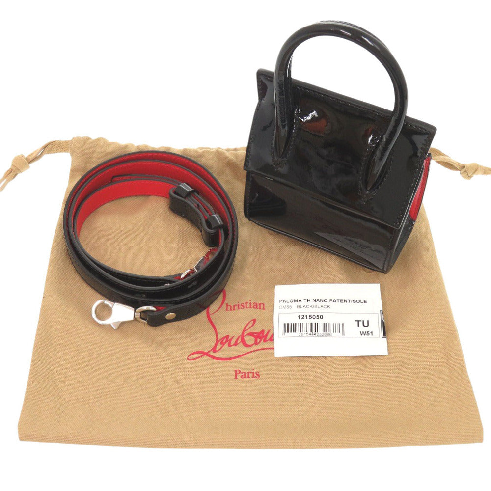 Christian Louboutin Shoulder Bag 1215050 Patent Leather Black 2Way Paloma Nano Women