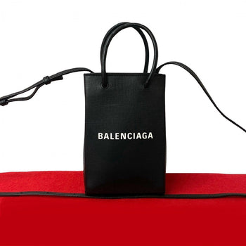Balenciaga Shoulder Bag Leather Black Shopping Phone Holder