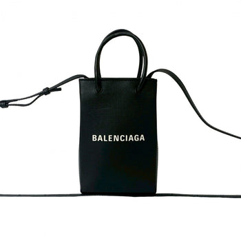 Balenciaga Shoulder Bag Leather Black Shopping Phone Holder
