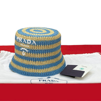 Prada Hat Raffia Blue S