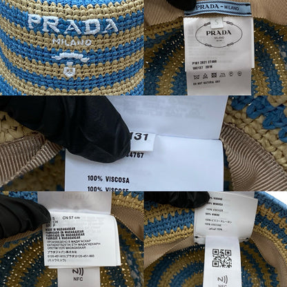 Prada Hat Raffia Blue S