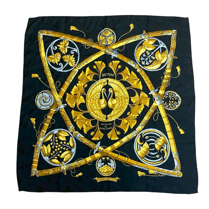 Hermes Scarf Silk Black Carre 90