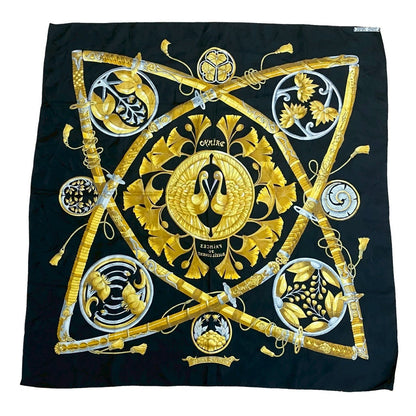 Hermes Scarf Silk Black Carre 90