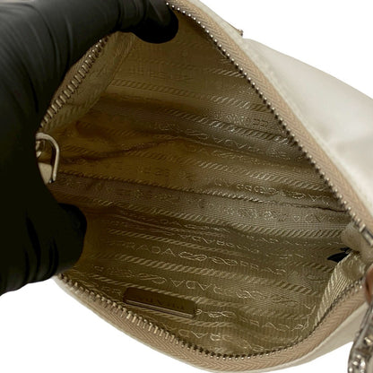 Prada Shoulder Bag Nylon White Re-Edition