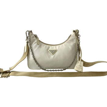 Prada Shoulder Bag Nylon White Re-Edition