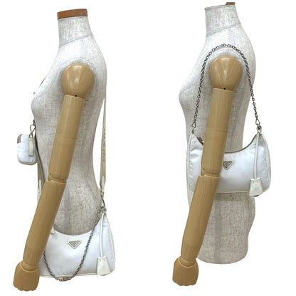 Prada Shoulder Bag Nylon White Re-Edition