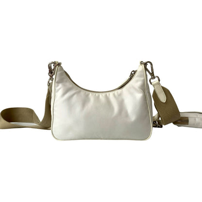 Prada Shoulder Bag Nylon White Re-Edition
