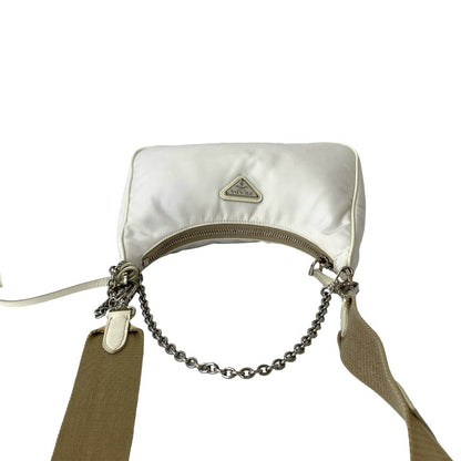 Prada Shoulder Bag Nylon White Re-Edition