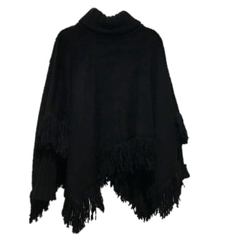 Dolce&Gabbana Poncho F0O02T Fu3L2 Cashmere Black Apparel Turtleneck Fringe Women 36