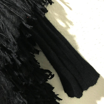 Dolce&Gabbana Poncho F0O02T Fu3L2 Cashmere Black Apparel Turtleneck Fringe Women 36