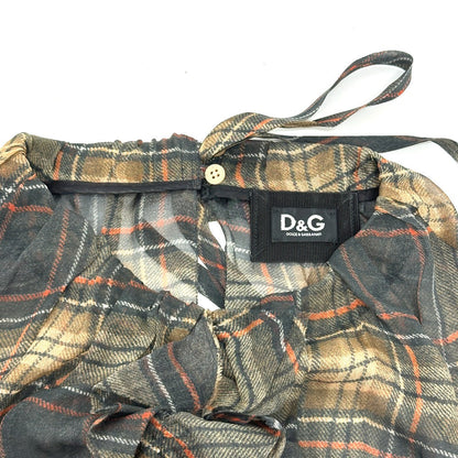 Dolce&Gabbana One Piece Brown Check Pattern Frill 36