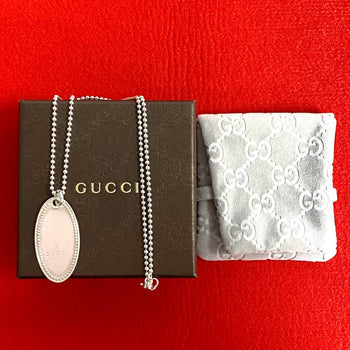 Gucci Necklace Silver925 Silver Oval Tag Necklace Women