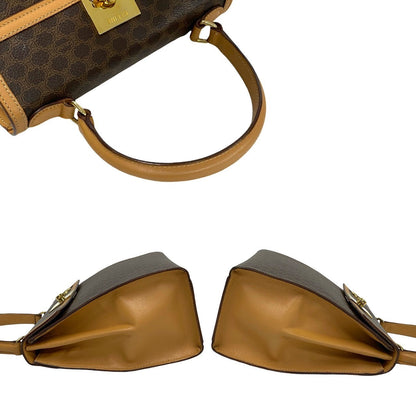 Celine Shoulder Bag Leather, Pvc Brown Macadam Blason Triomphe Pattern Logo Ring Metal Women