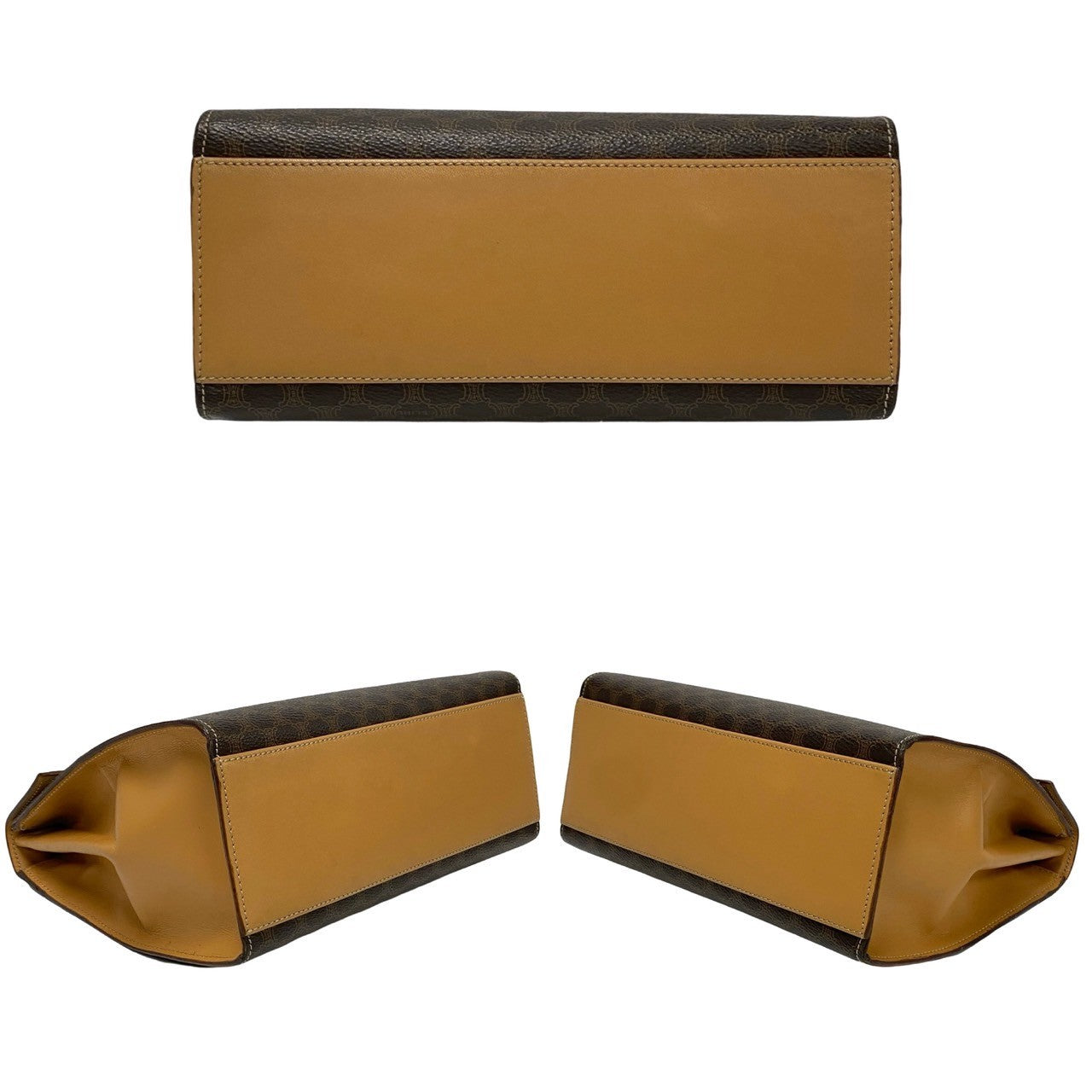 Celine Shoulder Bag Leather, Pvc Brown Macadam Blason Triomphe Pattern Logo Ring Metal Women