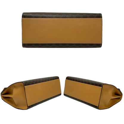 Celine Shoulder Bag Leather, Pvc Brown Macadam Blason Triomphe Pattern Logo Ring Metal Women