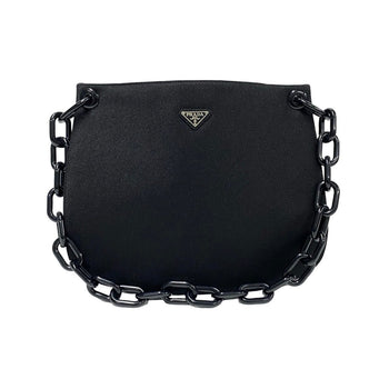 Prada Shoulder Bag Canvas, Plastic Black Prada Triangle Logo Women