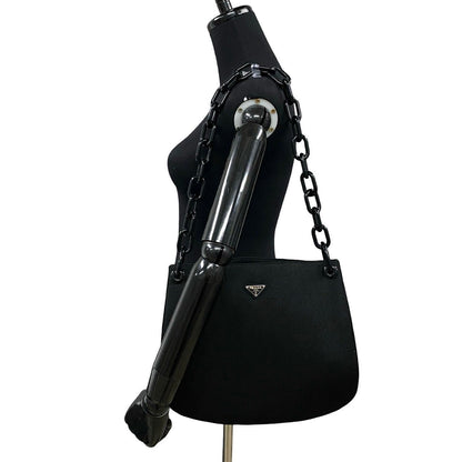 Prada Shoulder Bag Canvas, Plastic Black Prada Triangle Logo Women