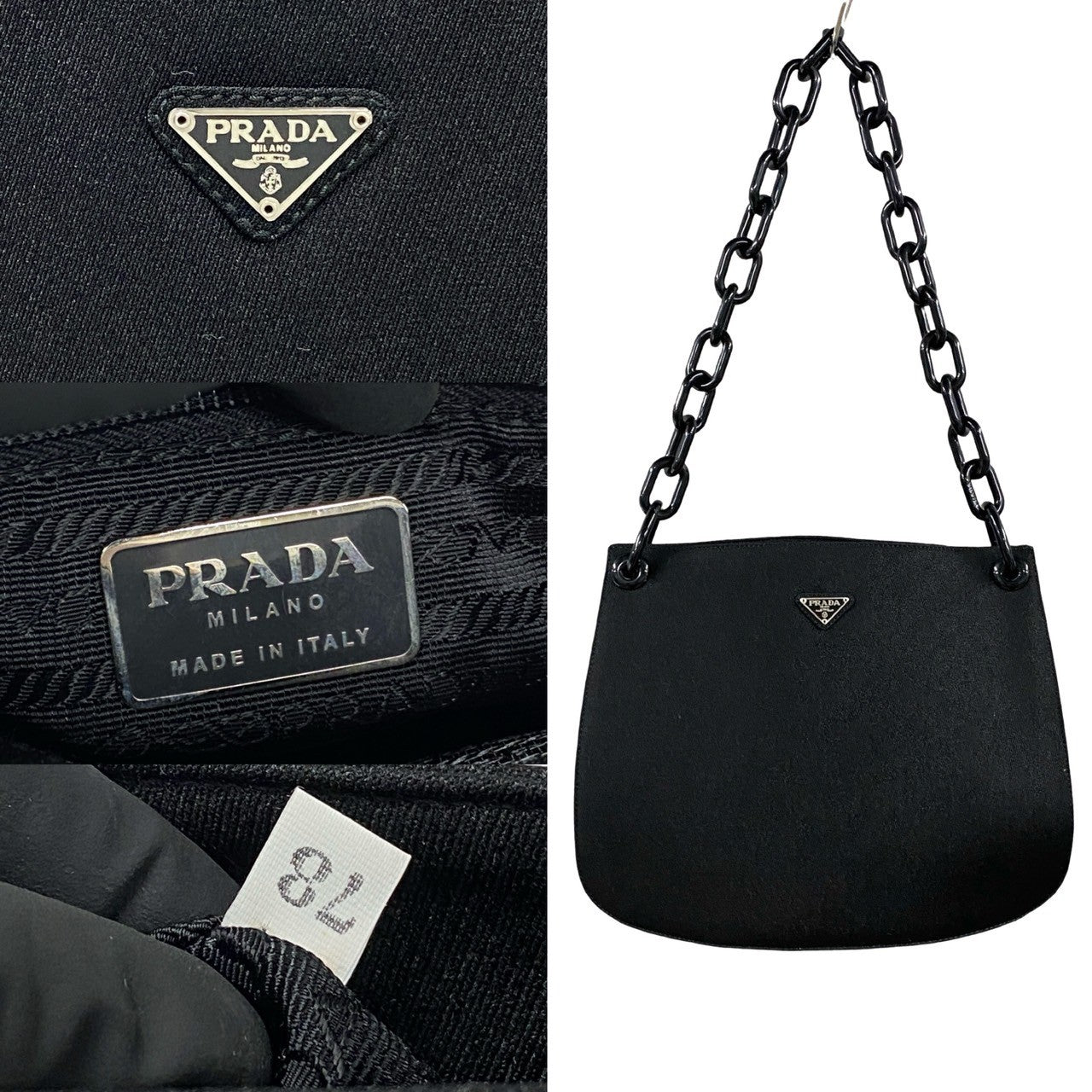 Prada Shoulder Bag Canvas, Plastic Black Prada Triangle Logo Women