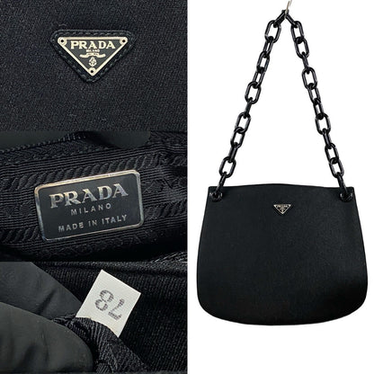 Prada Shoulder Bag Canvas, Plastic Black Prada Triangle Logo Women