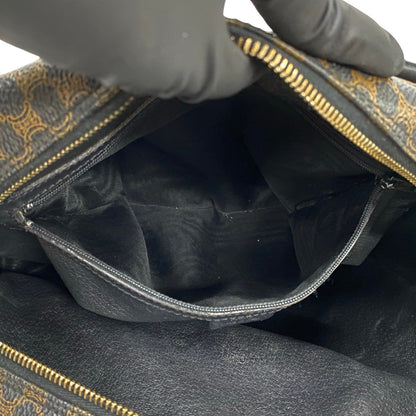 Celine Handbag Leather, Pvc Black Macadam Blason Triomphe Pattern Women