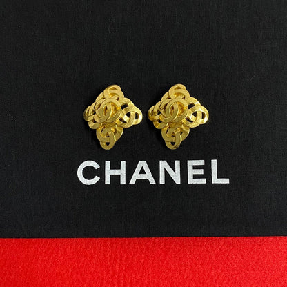 Chanel Earring Gold Plated Gold Coco Mark Women