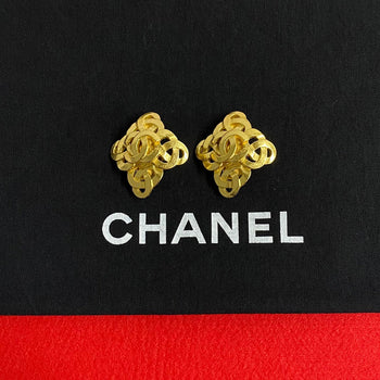 Chanel Earring Gold Plated Gold Coco Mark Women