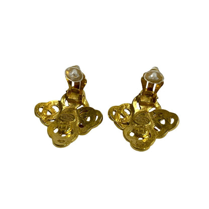 Chanel Earring Gold Plated Gold Coco Mark Women