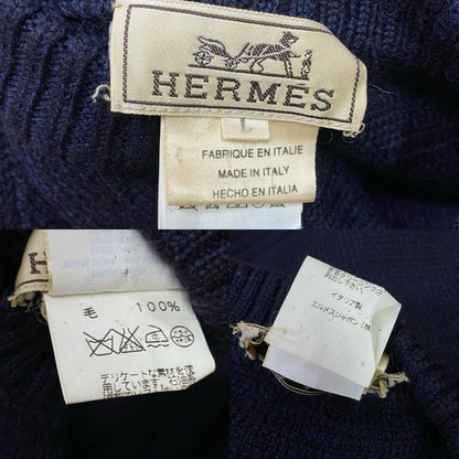 Hermes Sweater Wool Navy Mens L
