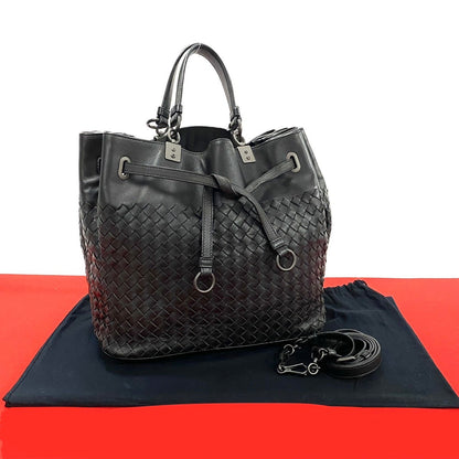 Bottegaveneta Shoulder Bag Leather Black Intrecciato Women