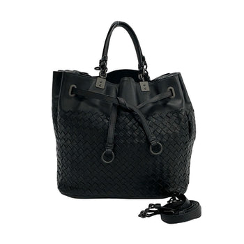 Bottegaveneta Shoulder Bag Leather Black Intrecciato Women