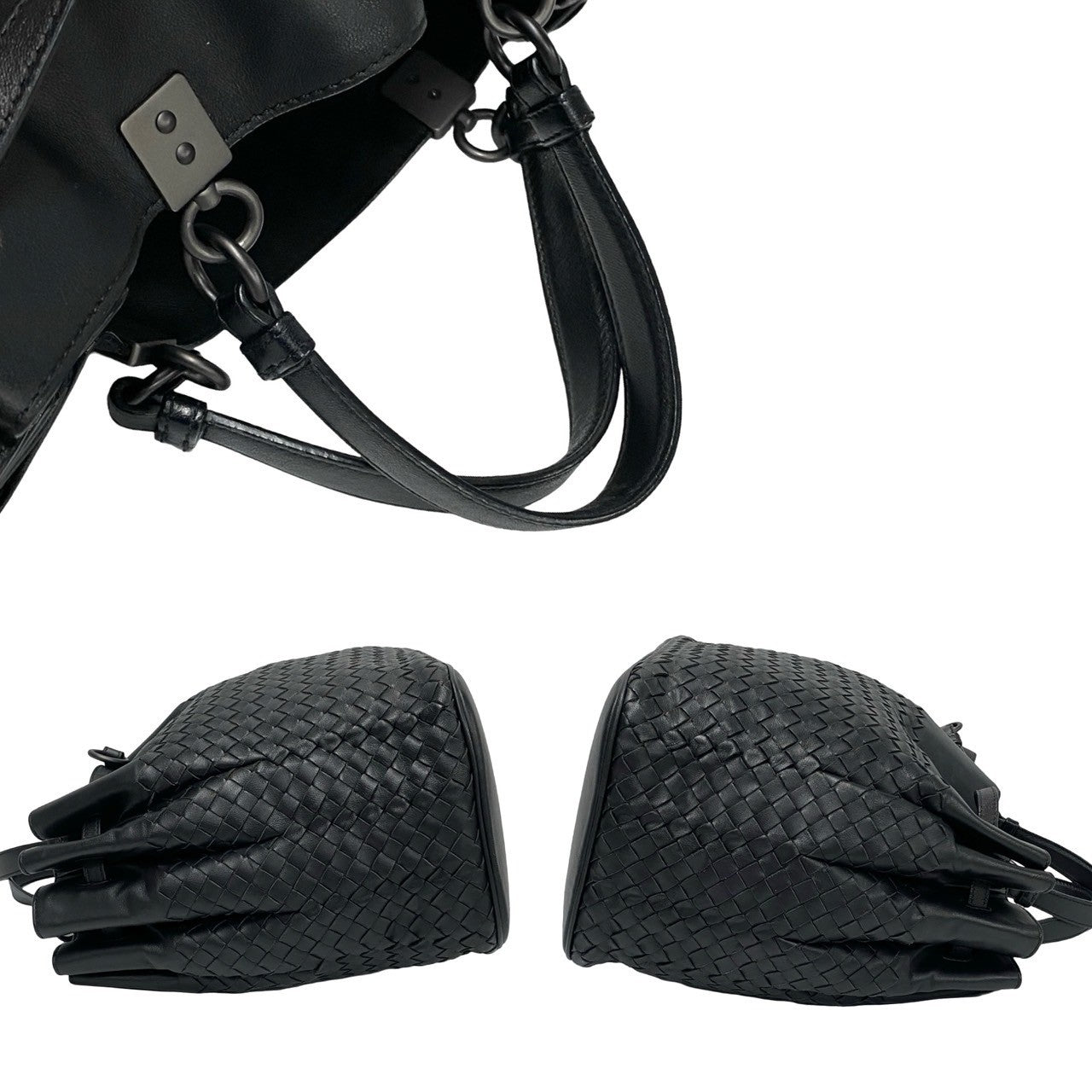 Bottegaveneta Shoulder Bag Leather Black Intrecciato Women